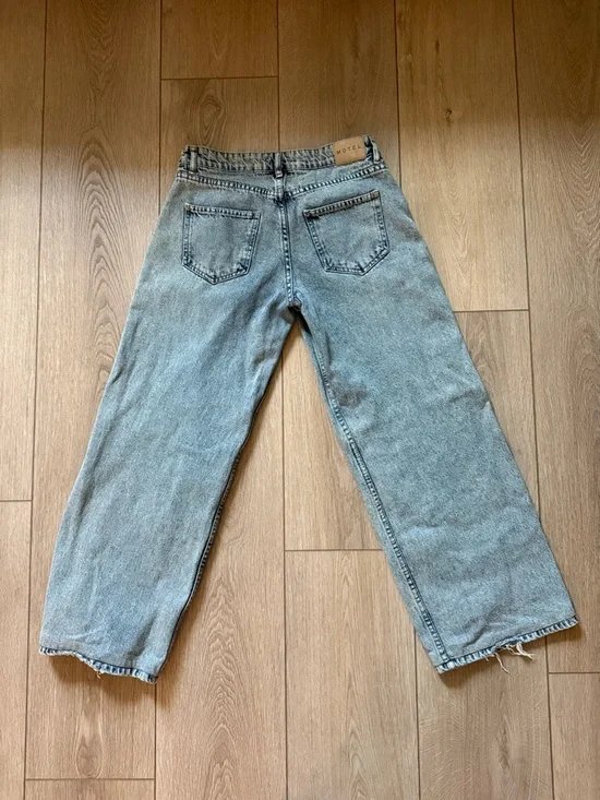 Motel Rocks Light Wash Blue Wide Leg Jeans - Picture 3 of 4